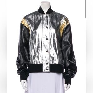 MSGM Metallic Silver and Black Women's Jacket